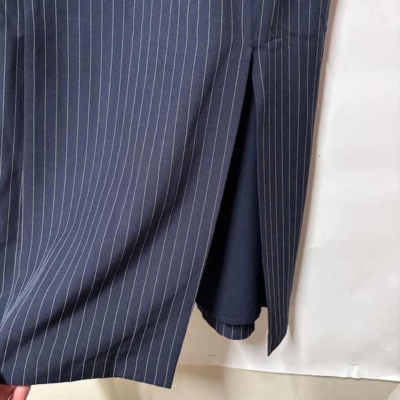 Banana Republic Midi Sheath Dress Slit Sweetheart Blue Pinstripe Office Work - Picture 6 of 10